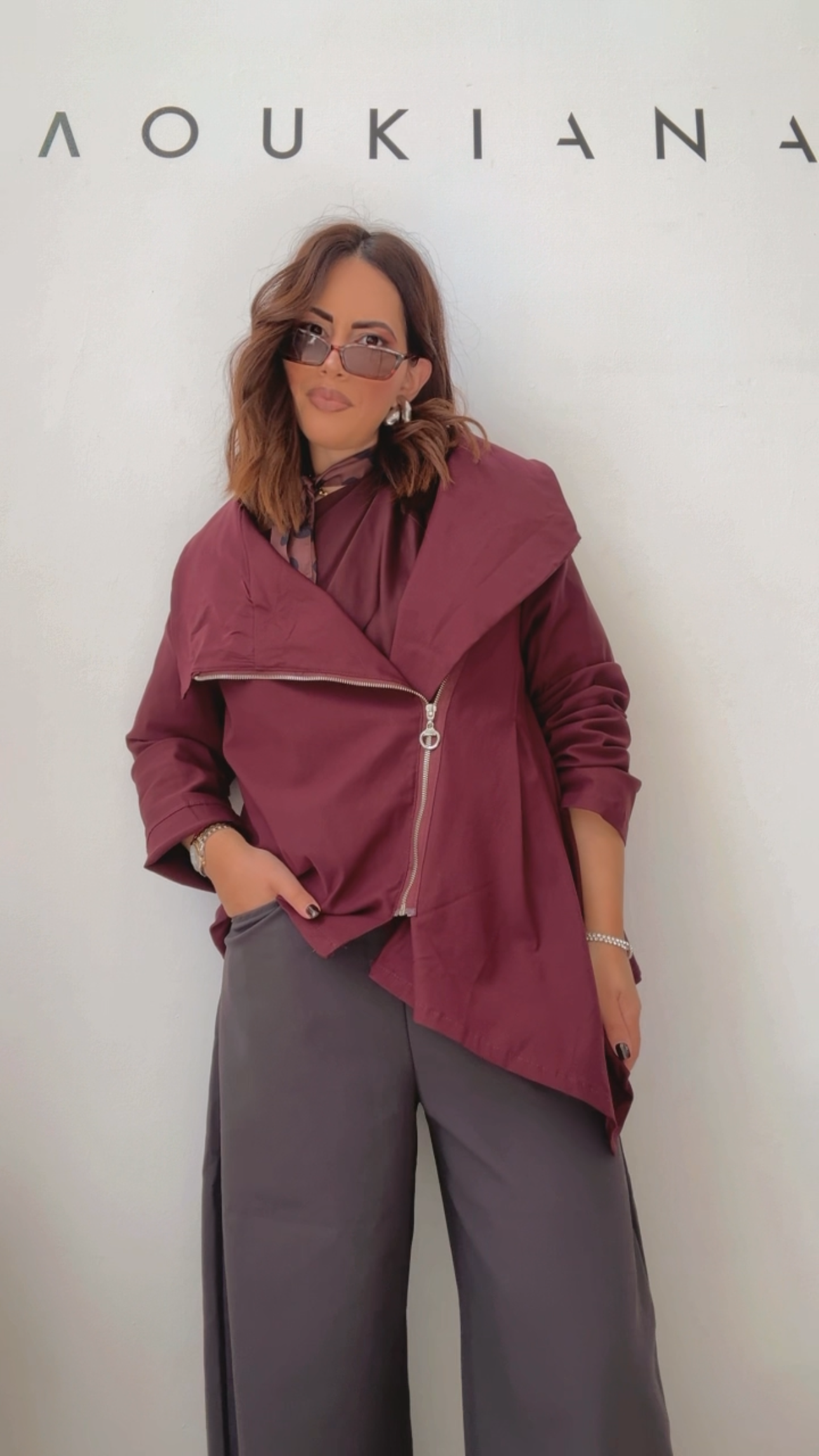 Top with Zip in Bordeaux