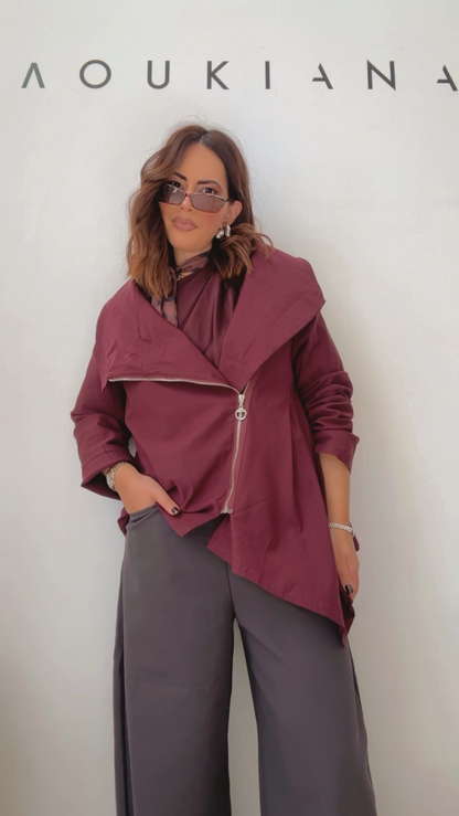 Top with Zip in Bordeaux