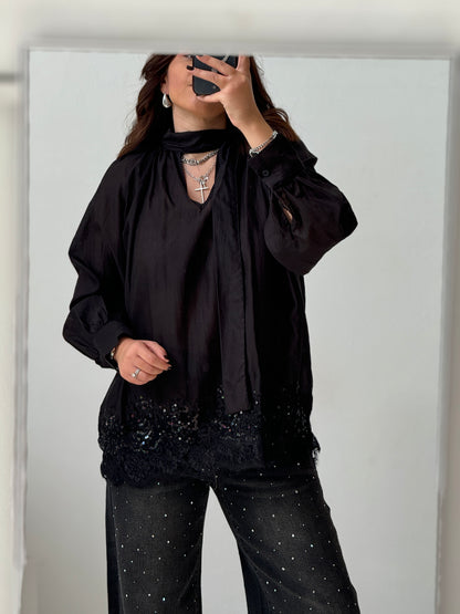 Top in Black with Sequin Details