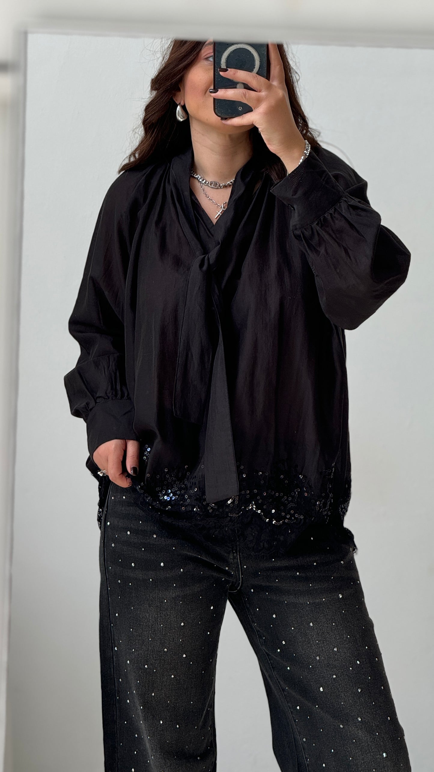 Top in Black with Sequin Details