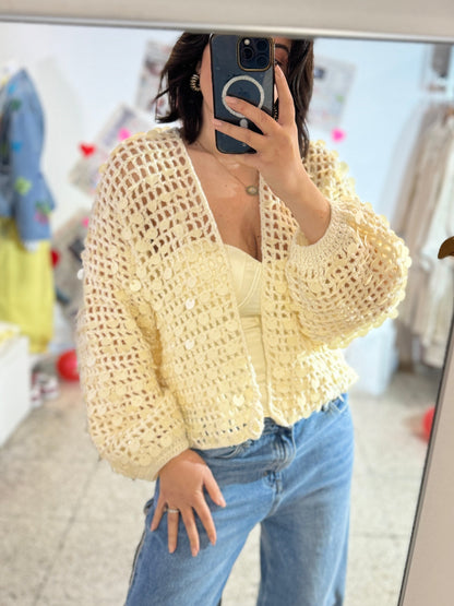 Cardigan in Cream with Sequin Details