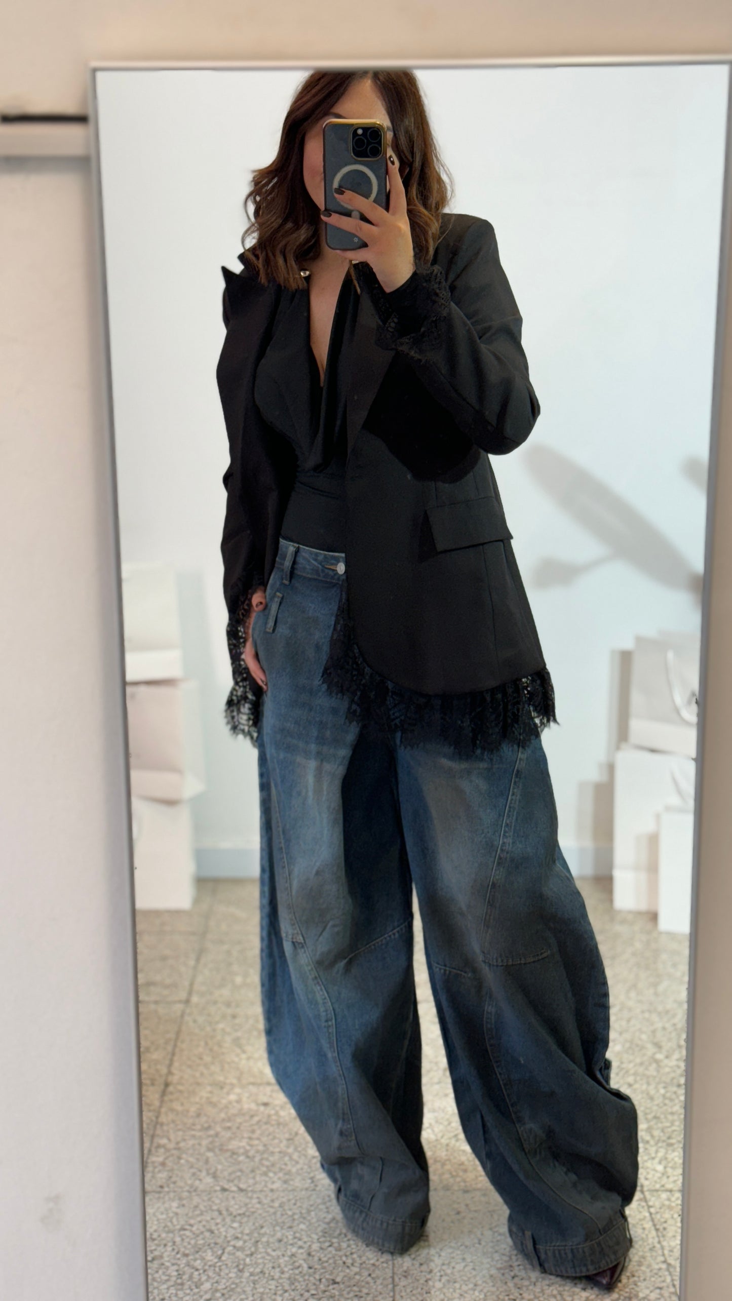 Blazer in Black with Lace Details