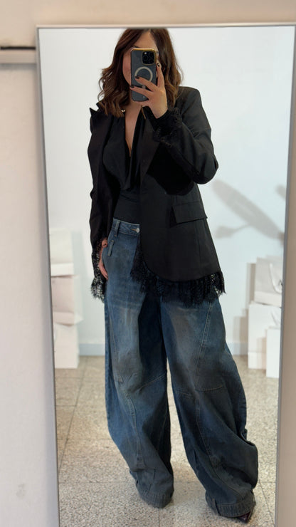 Blazer in Black with Lace Details