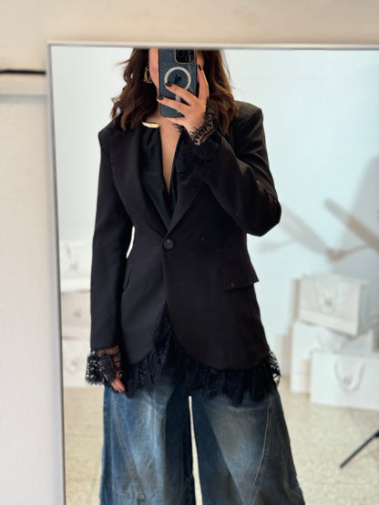 Blazer in Black with Lace Details