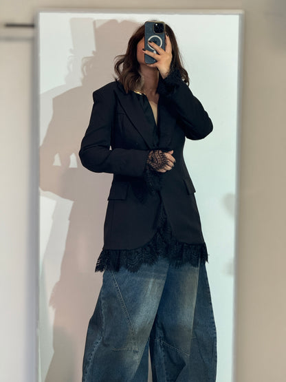 Blazer in Black with Lace Details