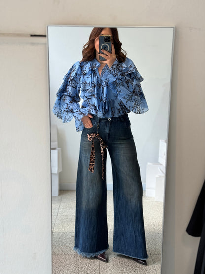 Wide Jeans with Washed Effect