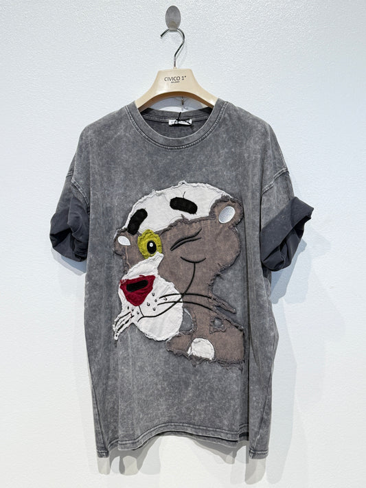 Gray T-shirt with Pink Panther Print