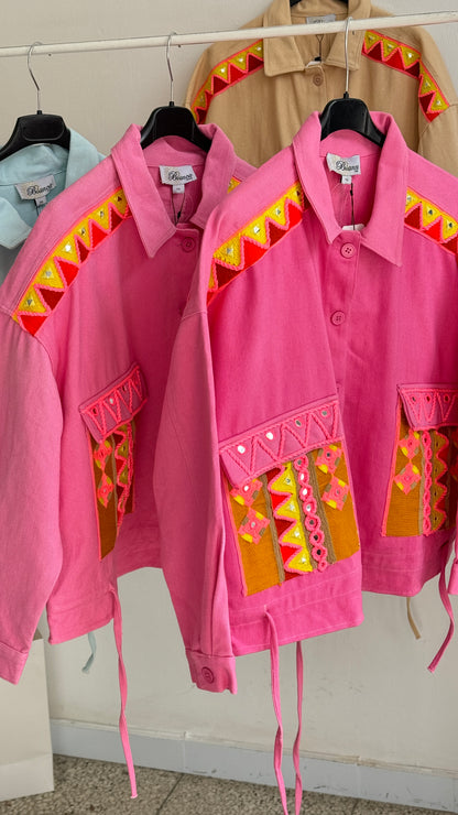 Denim Jacket in Pink