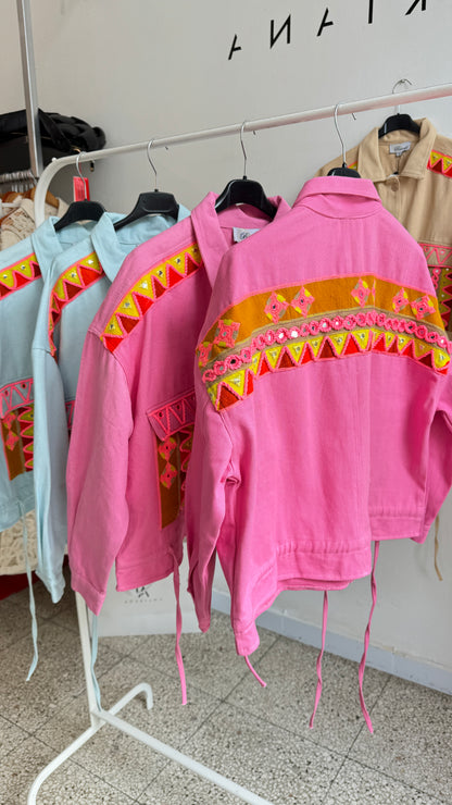 Denim Jacket in Pink