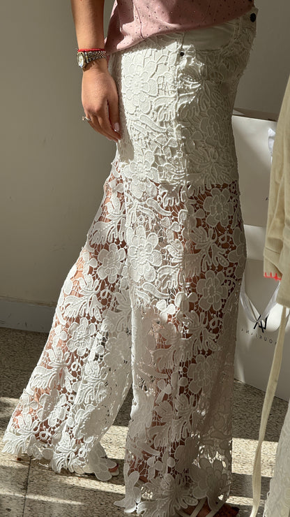 Lace Jeans in White