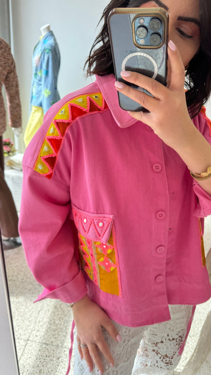 Denim Jacket in Pink