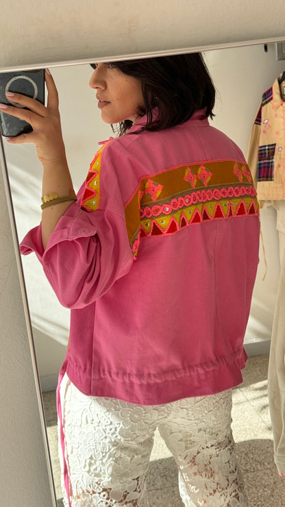 Denim Jacket in Pink