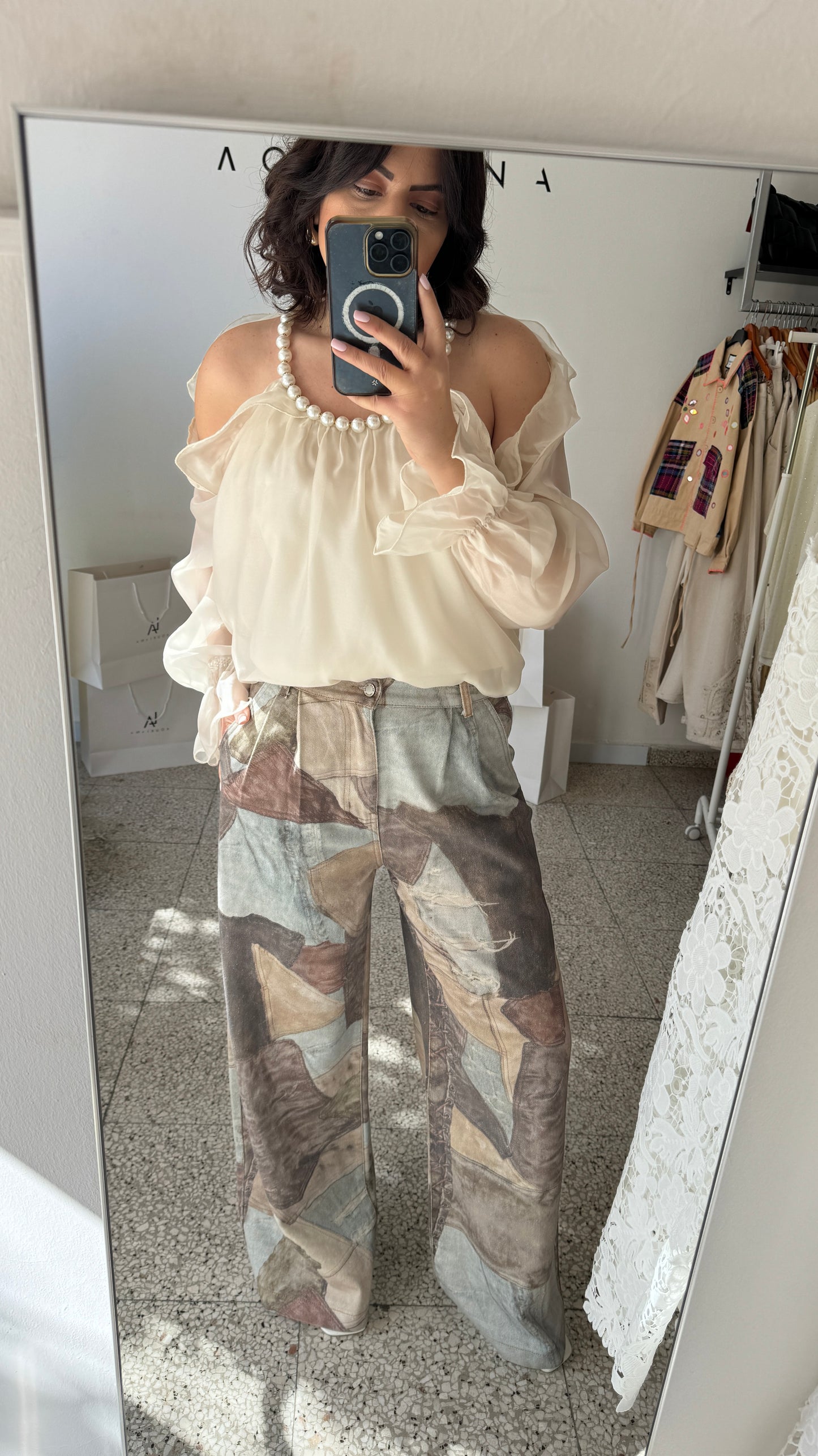 Patchwork Wide-Leg Jeans