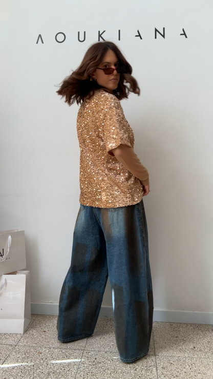 2-Layered Top in Gold Sequin