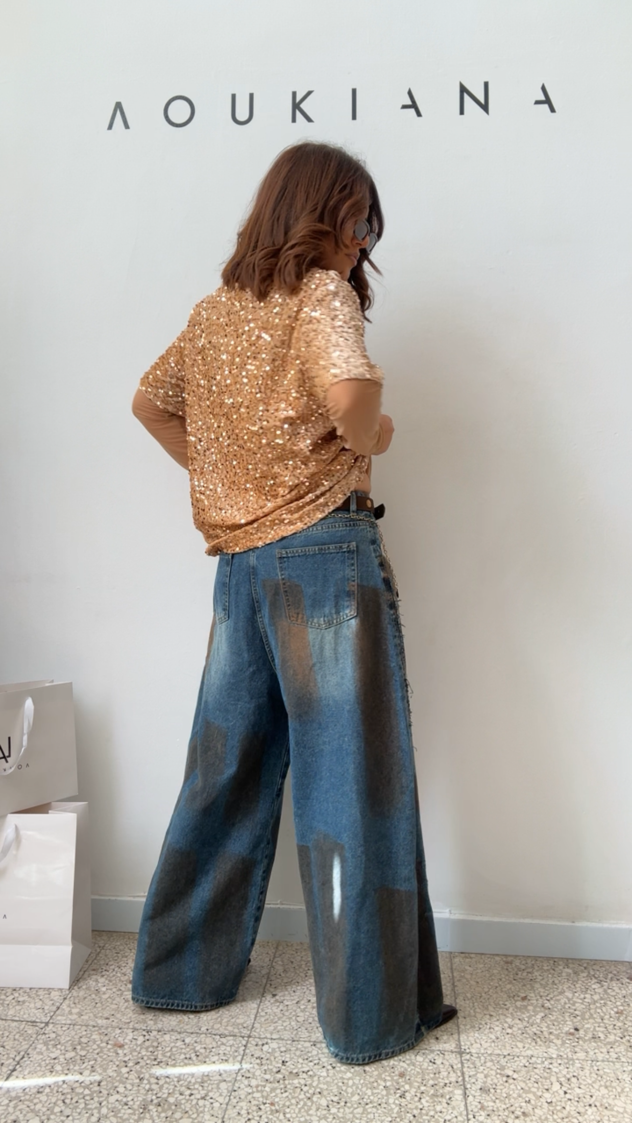 Wide Jeans with Paint Strokes