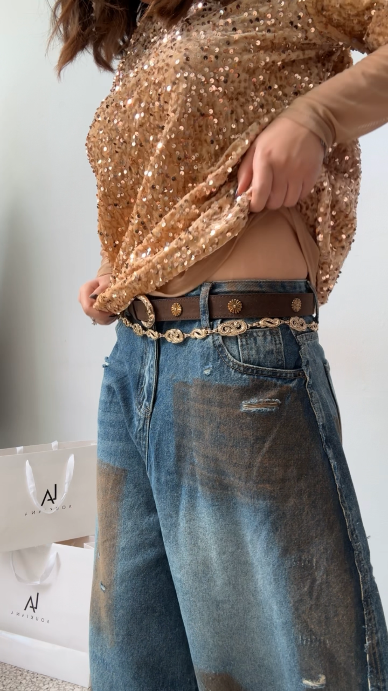 Wide Jeans with Paint Strokes