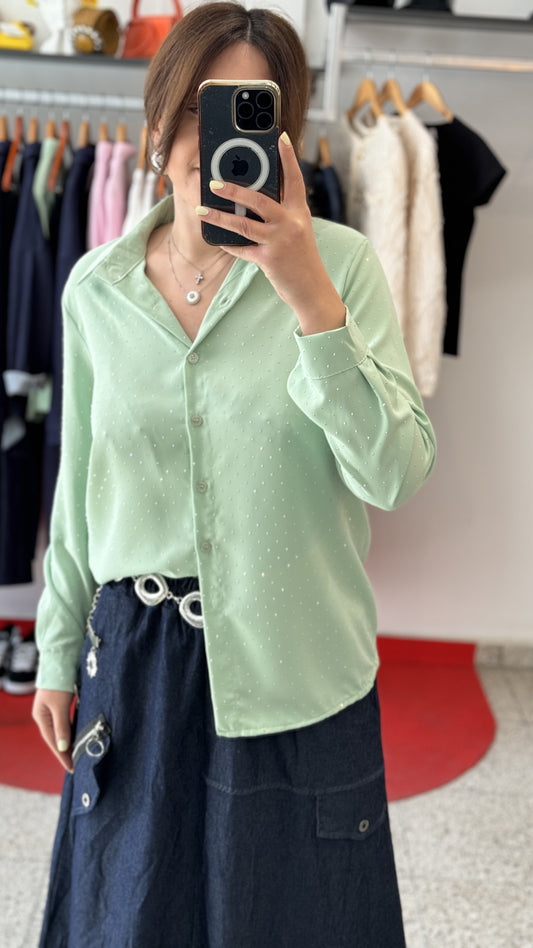 Embellished Shirt in Green