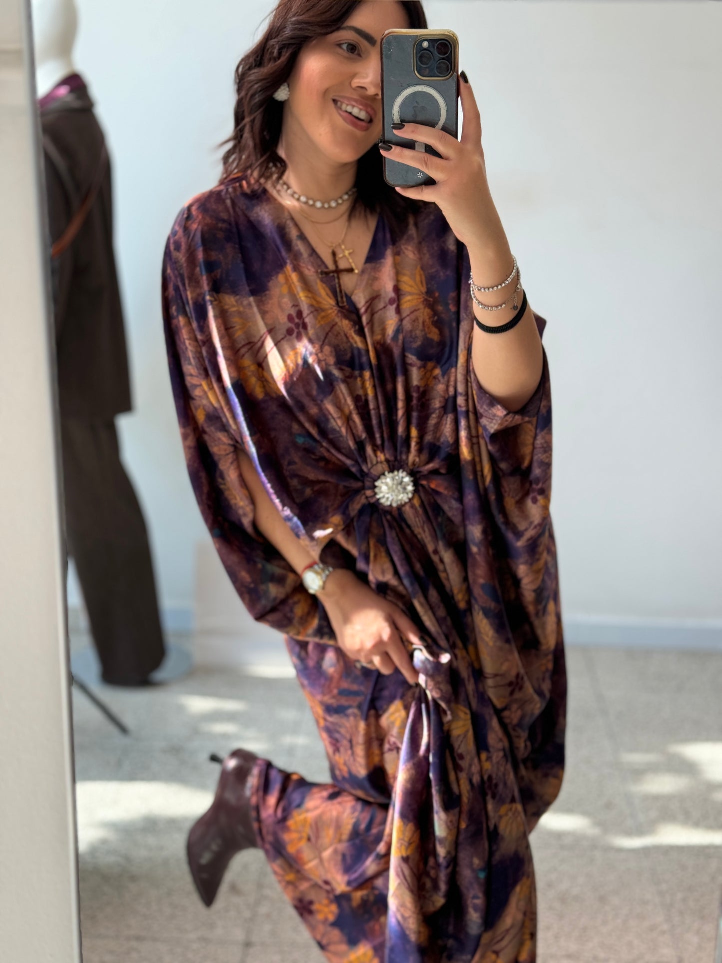 Maxi Dress in Purple & Yellow Flower Print