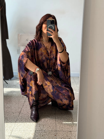 Maxi Dress in Purple & Yellow Flower Print