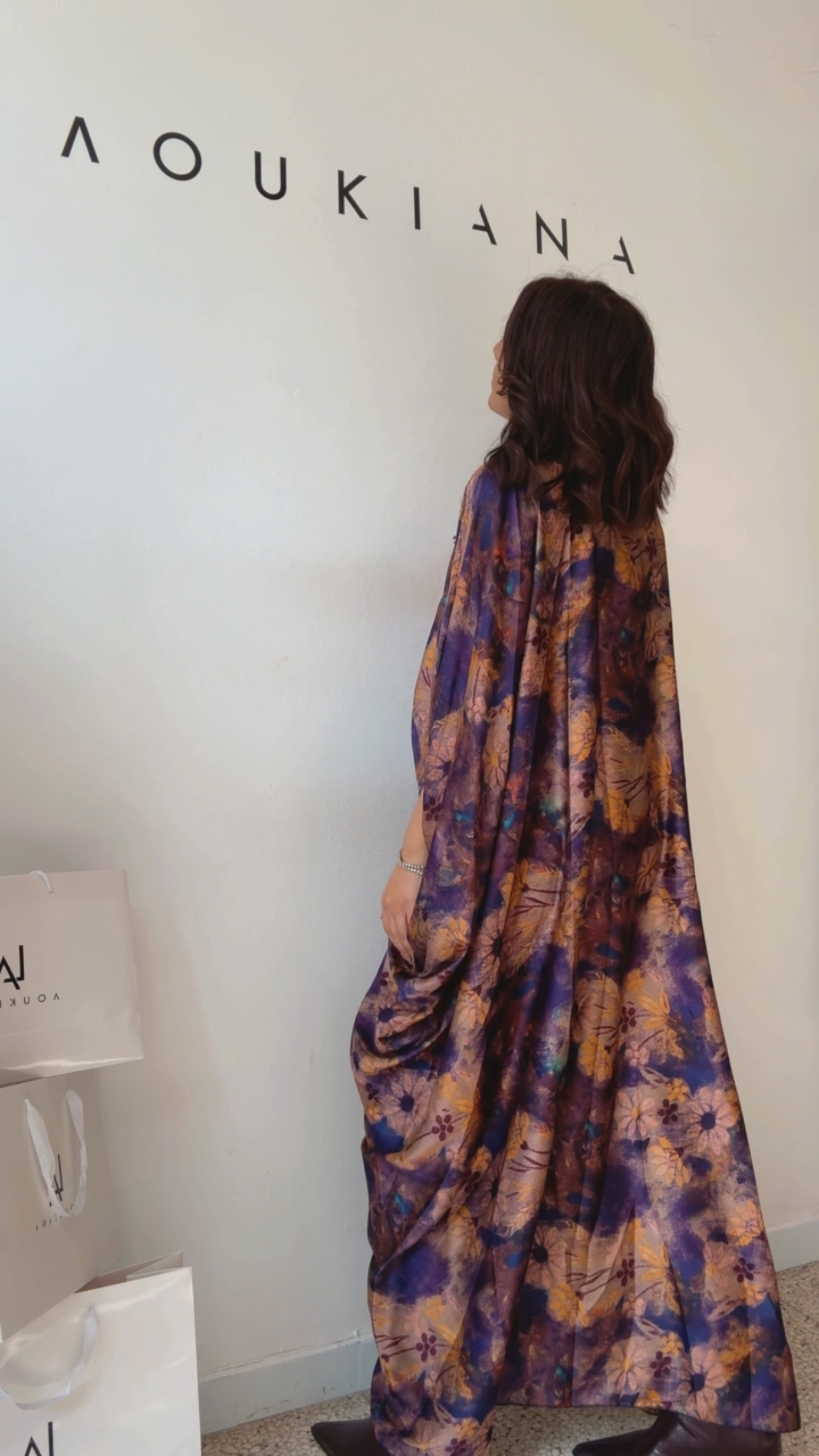 Maxi Dress in Purple & Yellow Flower Print