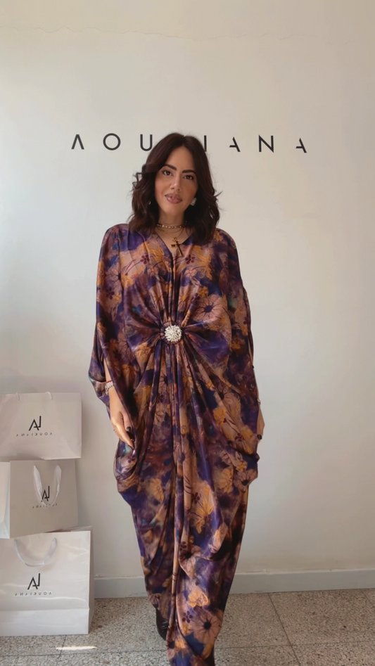 Maxi Dress in Purple & Yellow Flower Print