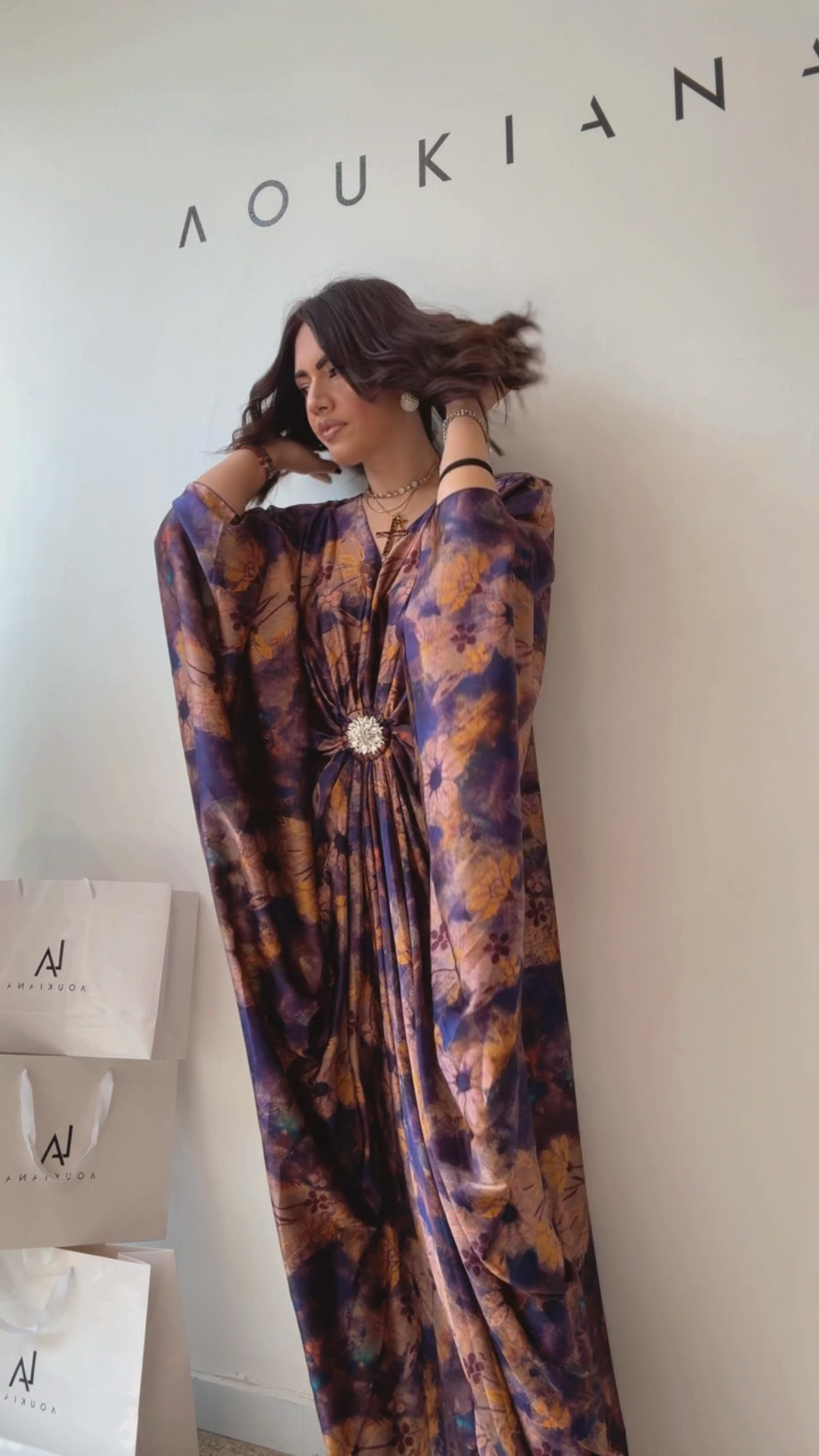 Maxi Dress in Purple & Yellow Flower Print