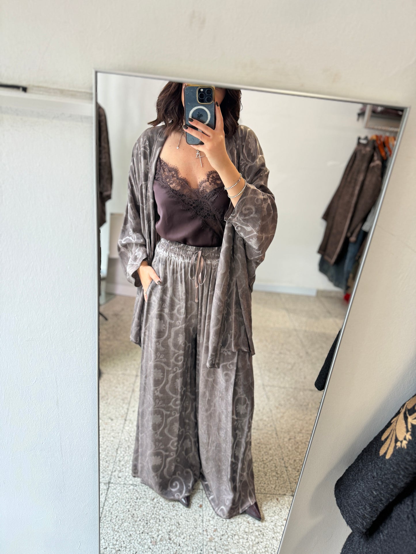Relaxed Kimono Set in Gray