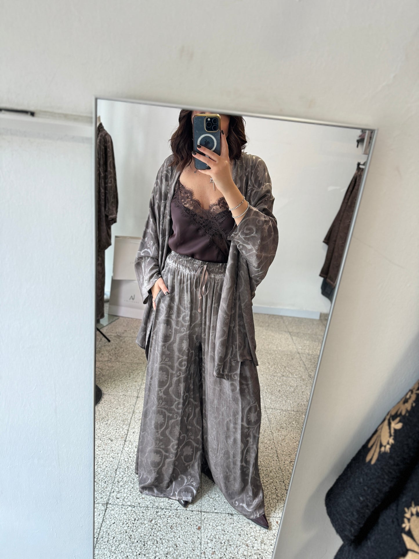 Relaxed Kimono Set in Gray