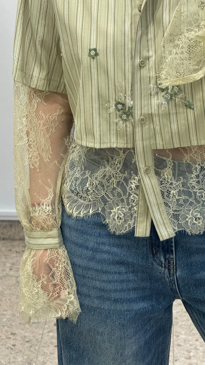 Striped Shirt with Lace