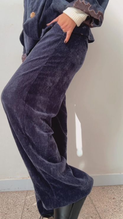 Velvet Set in Navy Blue