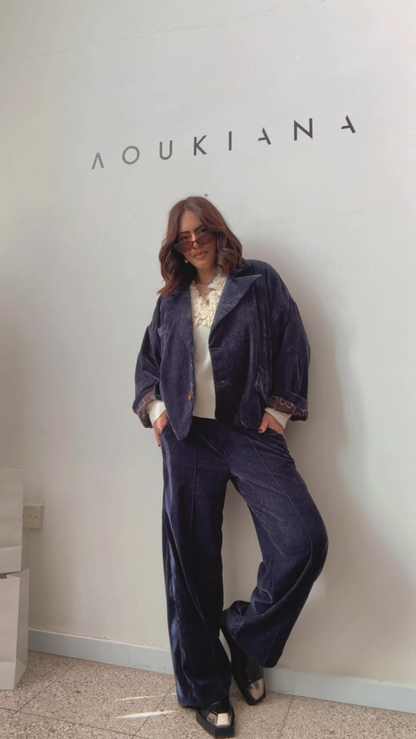 Velvet Set in Navy Blue