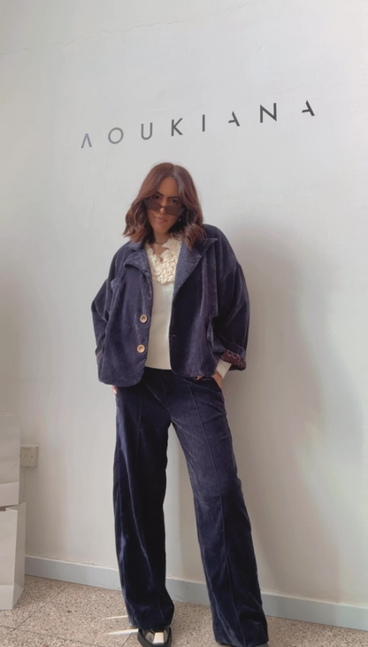 Velvet Set in Navy Blue