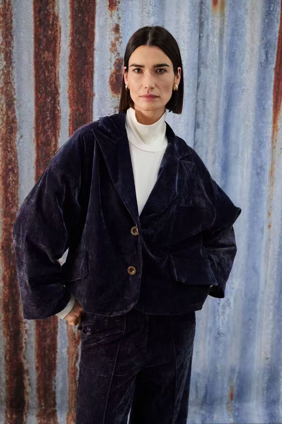 Velvet Set in Navy Blue