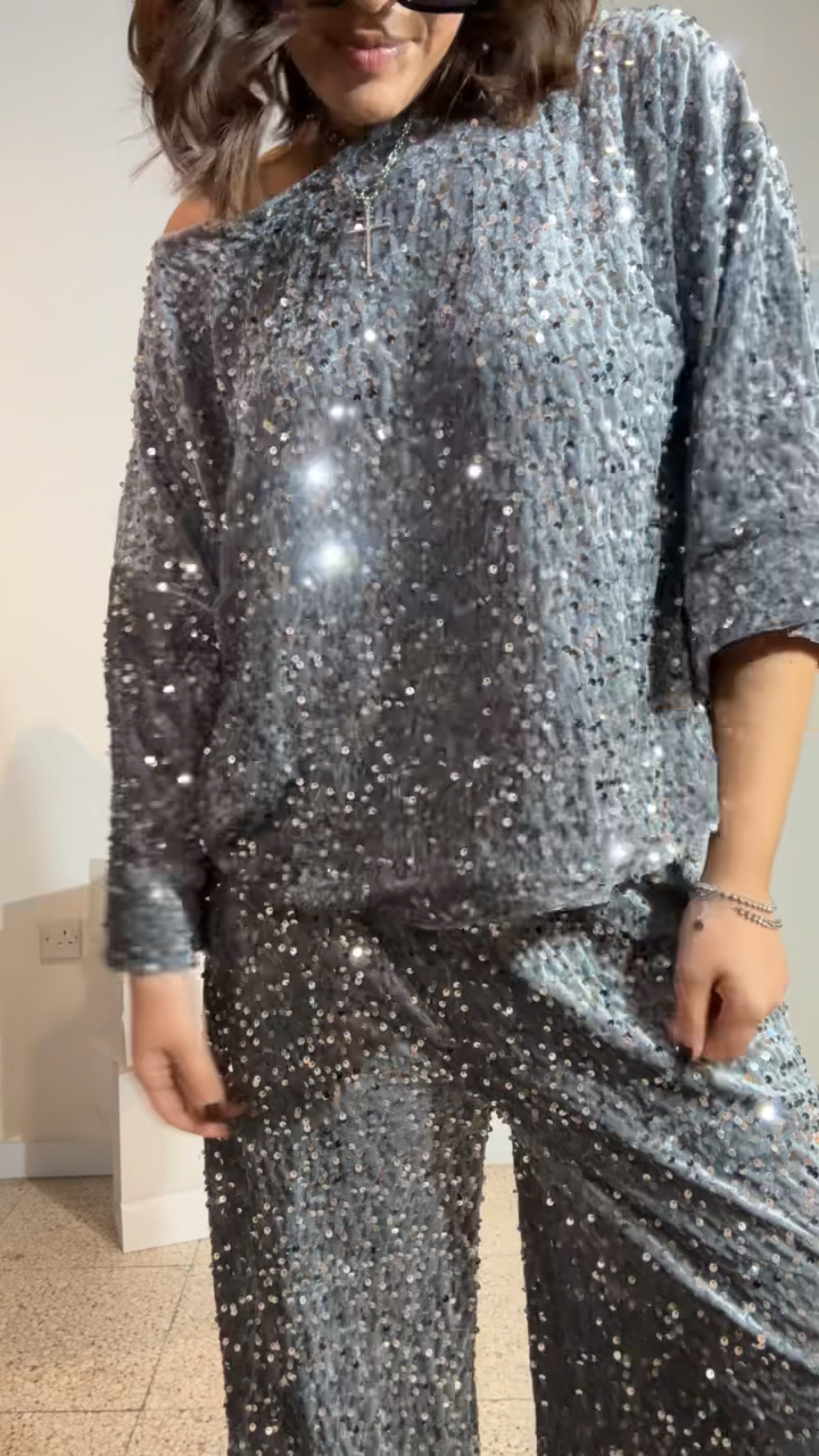 Velvet Set in Grey Sequin