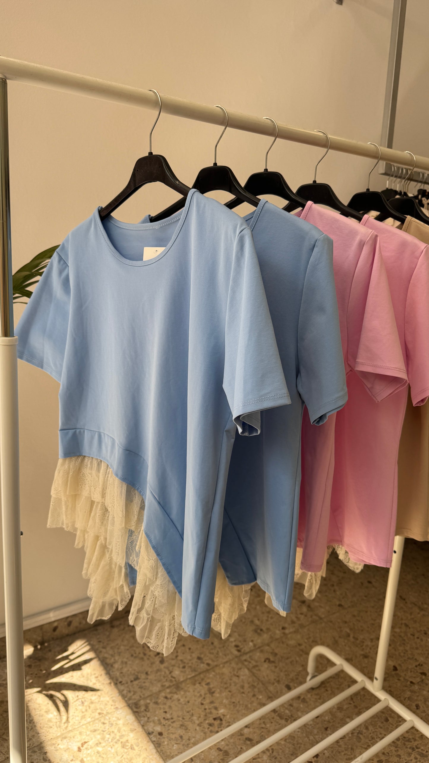 Asymmetrical T-Shirt with Lace