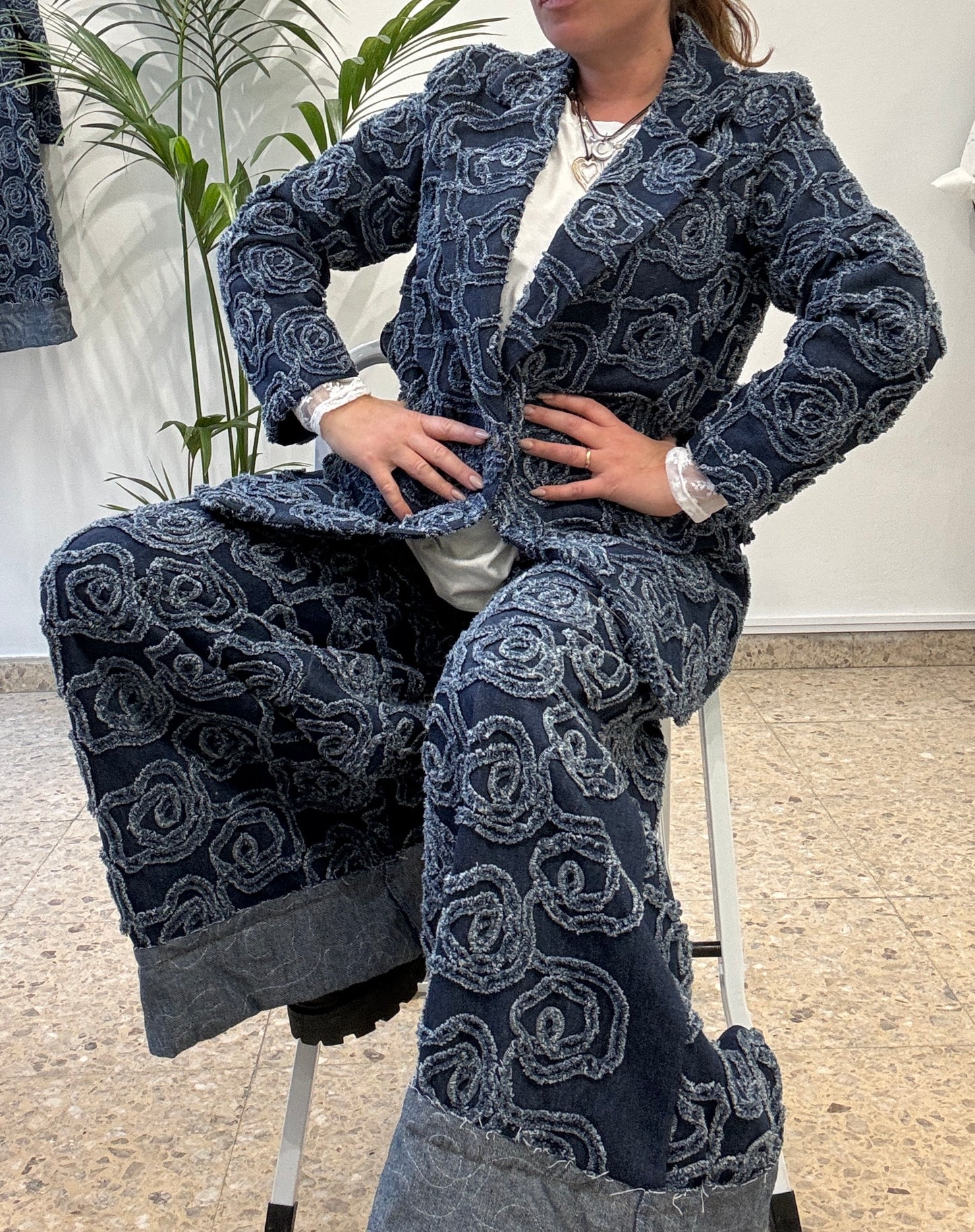 Denim Suit Set in Blue