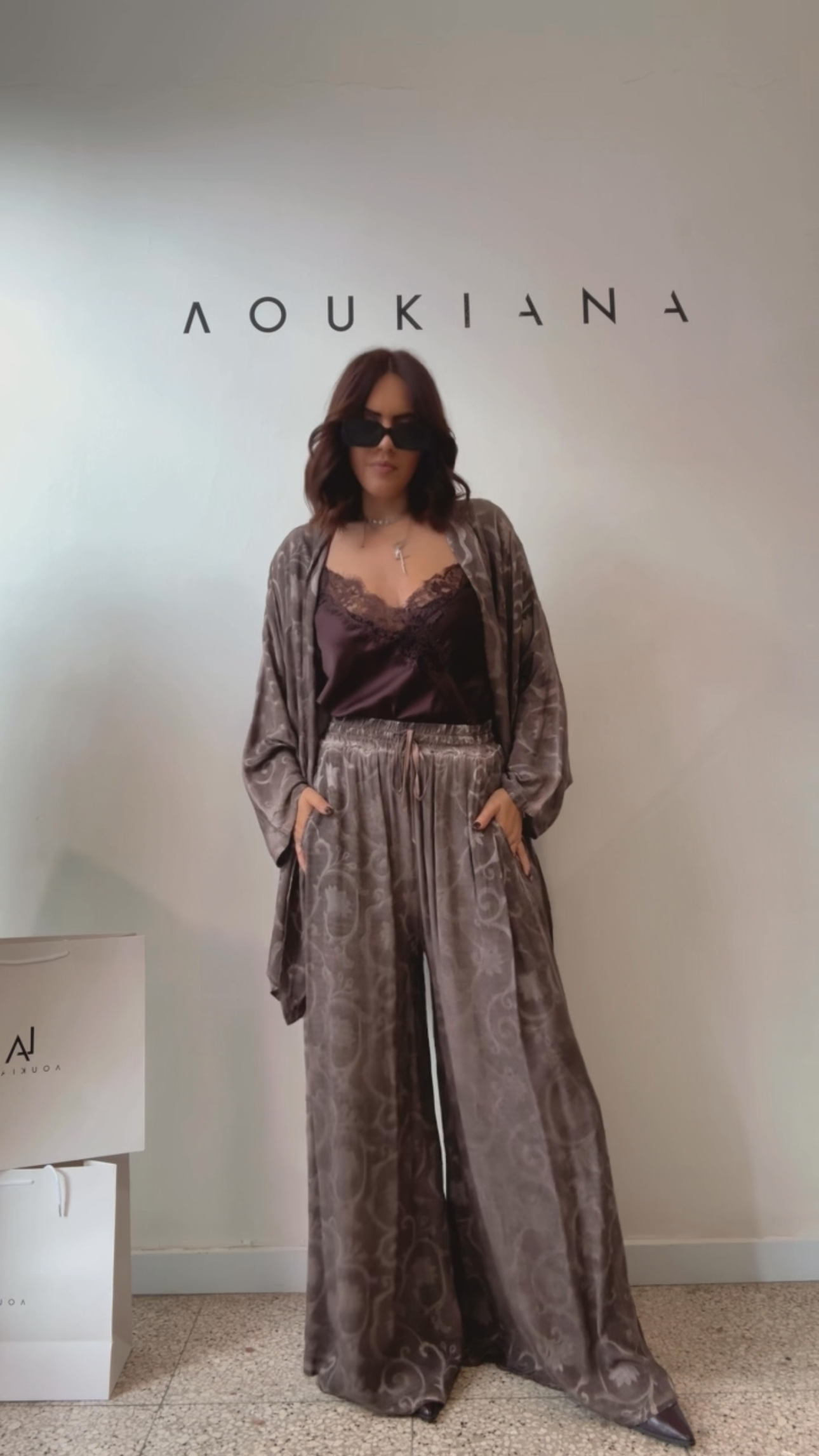 Relaxed Kimono Set in Gray