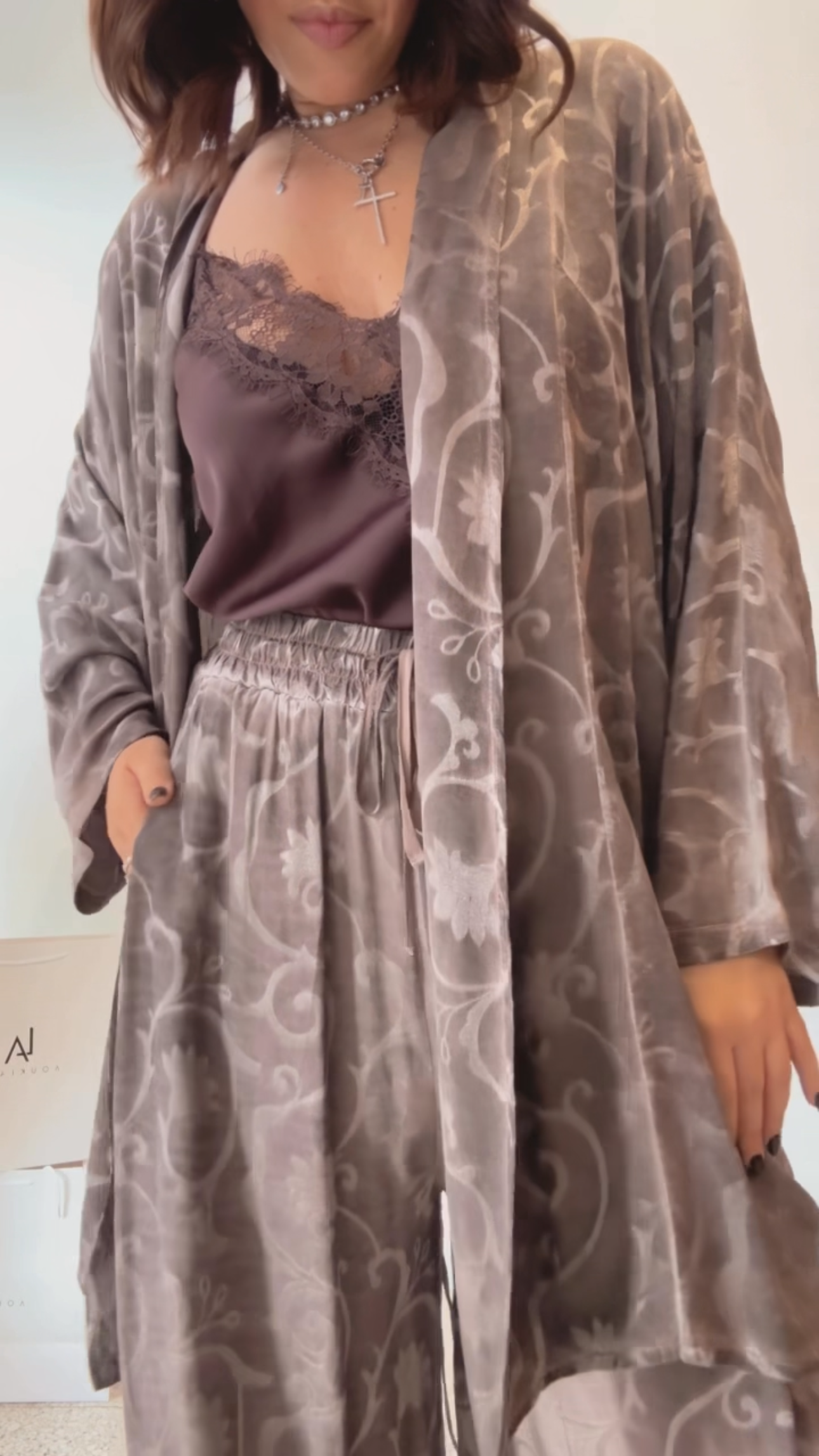 Relaxed Kimono Set in Gray
