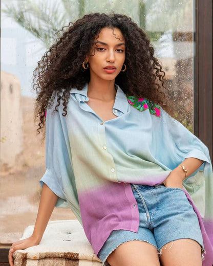 Ombre Shirt in Light Blue-Lilac