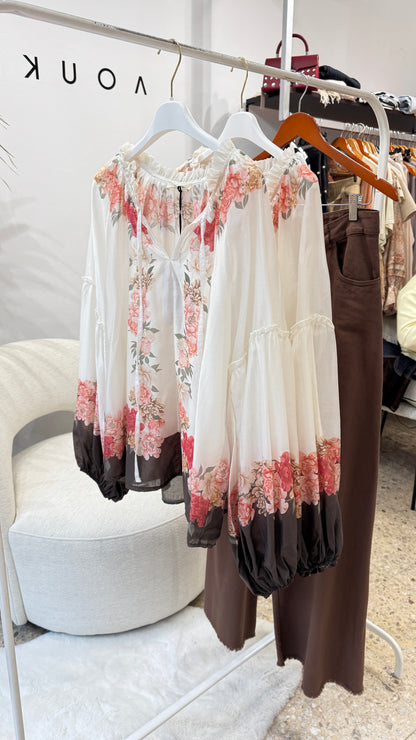 Blouse with Romantic Flower Print