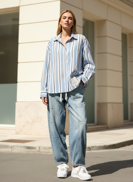 Baggy Jeans with Elastic Waist