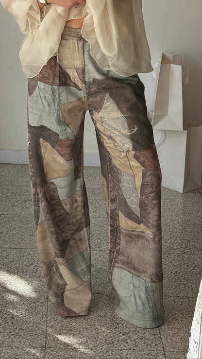 Patchwork Wide-Leg Jeans