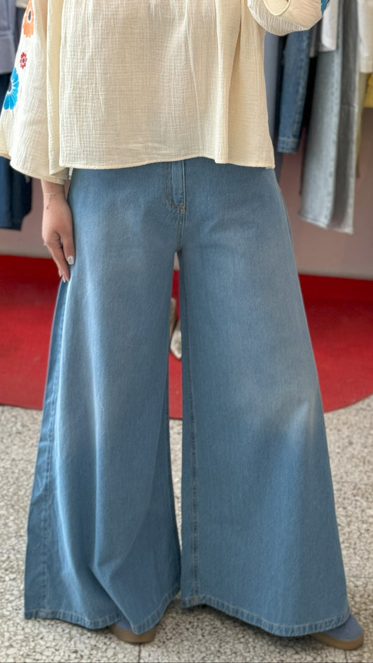 Wide Leg Blue Jeans