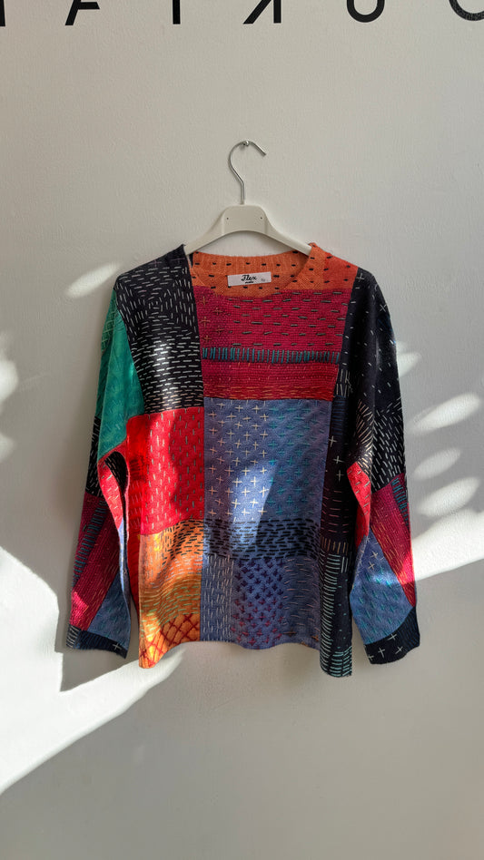Knitted Top with Color Blocks