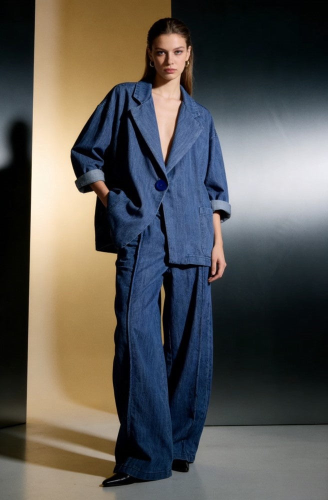Denim Suit Set in Blue