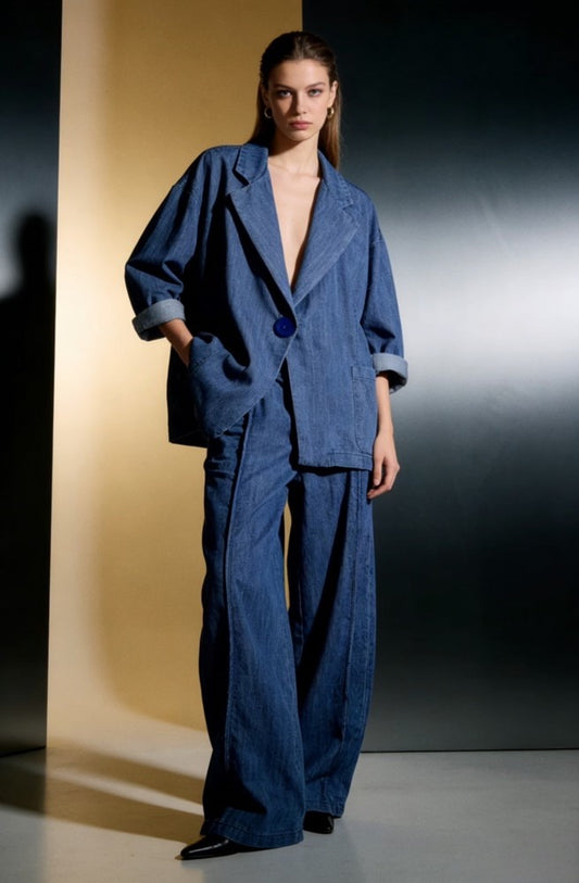 Denim Suit Set in Blue