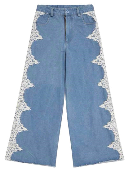 Blue Jeans with Lace Details