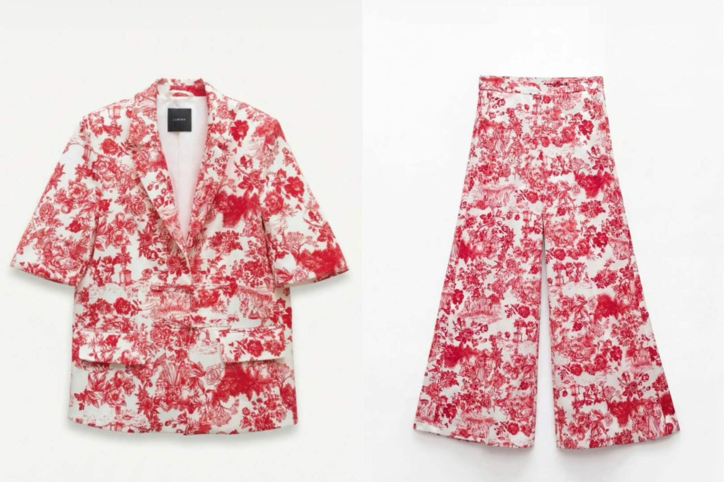 Floral Suit Set in Red & White