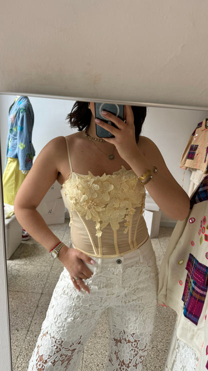 Flower Bustier Top in Light Yellow