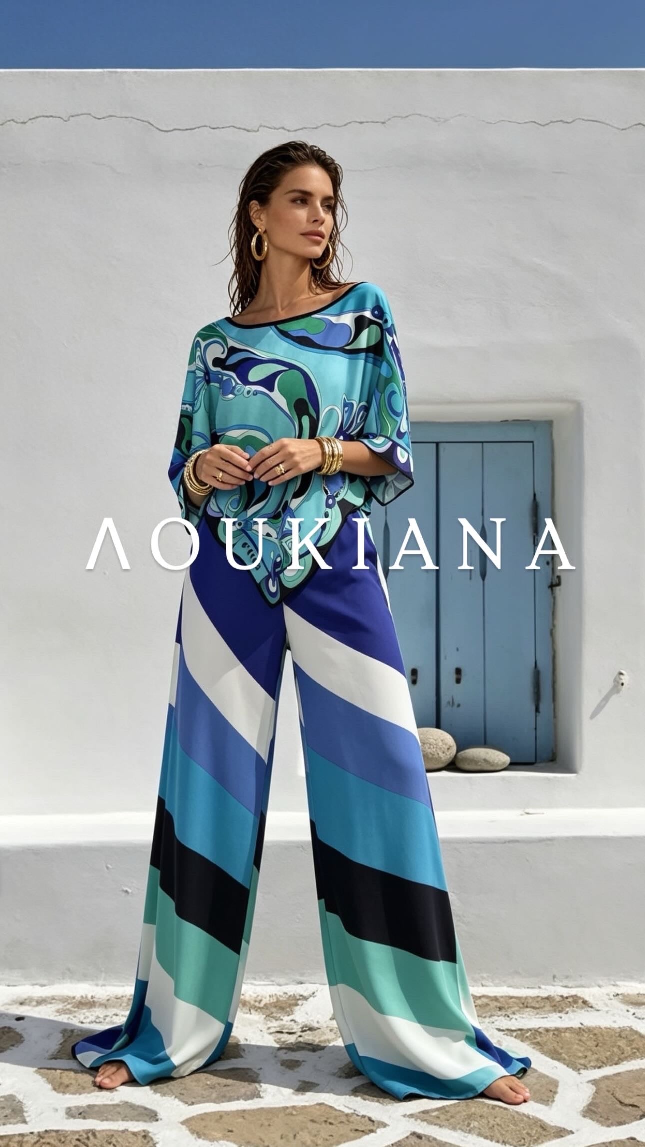 Elegant Set with Blue Print